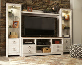 Tampa Furniture Outlet Lutz - Ashley Furniture - Willowton Entertainment Center - 4-Piece Entertainment Center / Whitewash - W267W3